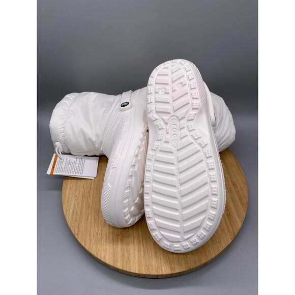 Crocs Mule Faux Fur Lined Boot Shoes White Pull On Lined Clogs 206630 Mens 10 - Picture 12 of 15